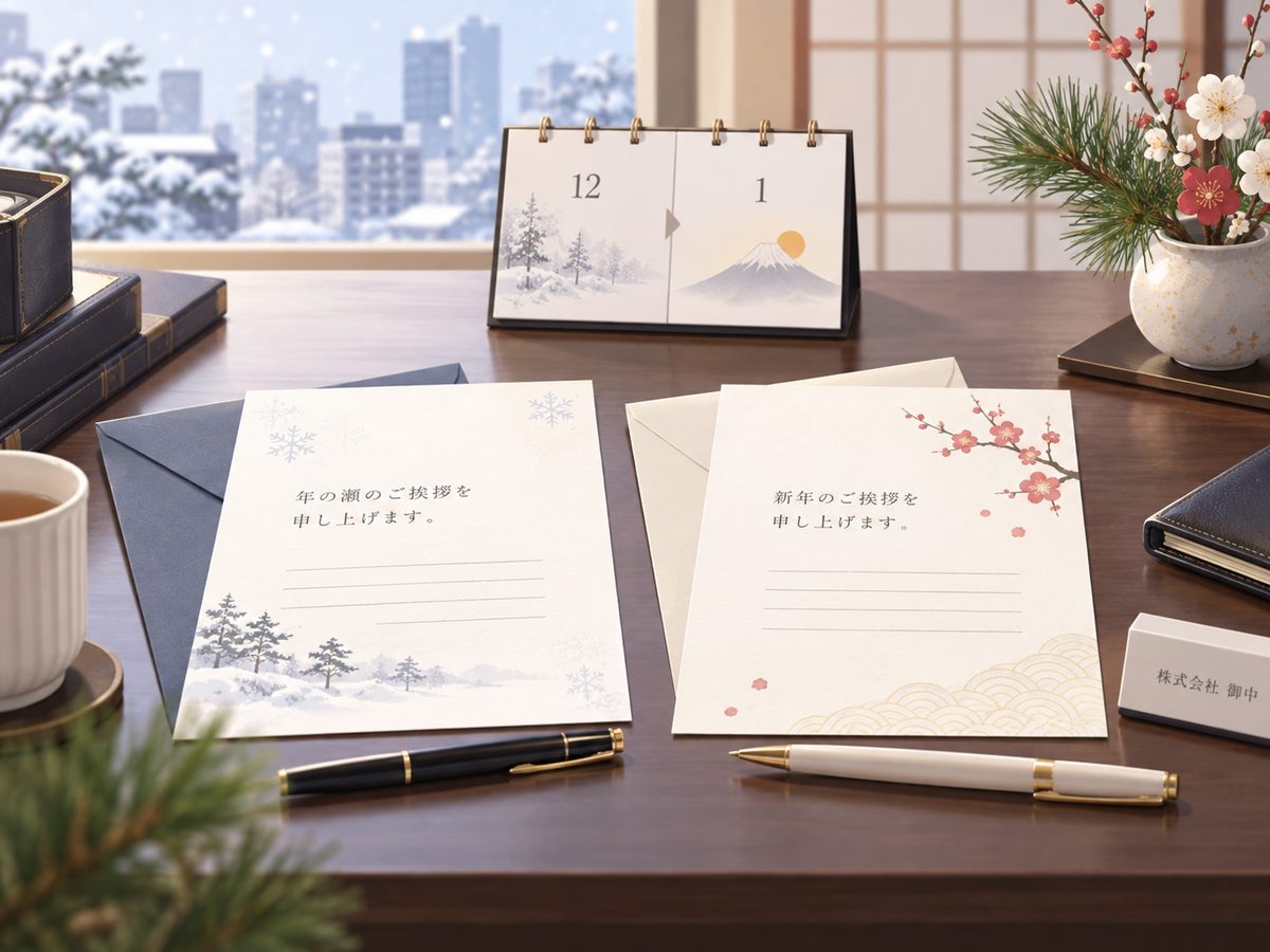 12月と1月で時候の挨拶を使い分けるイメージ