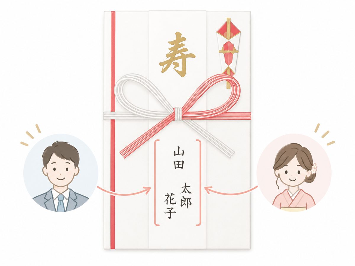 夫婦連名でご祝儀袋に名前を書くイメージ