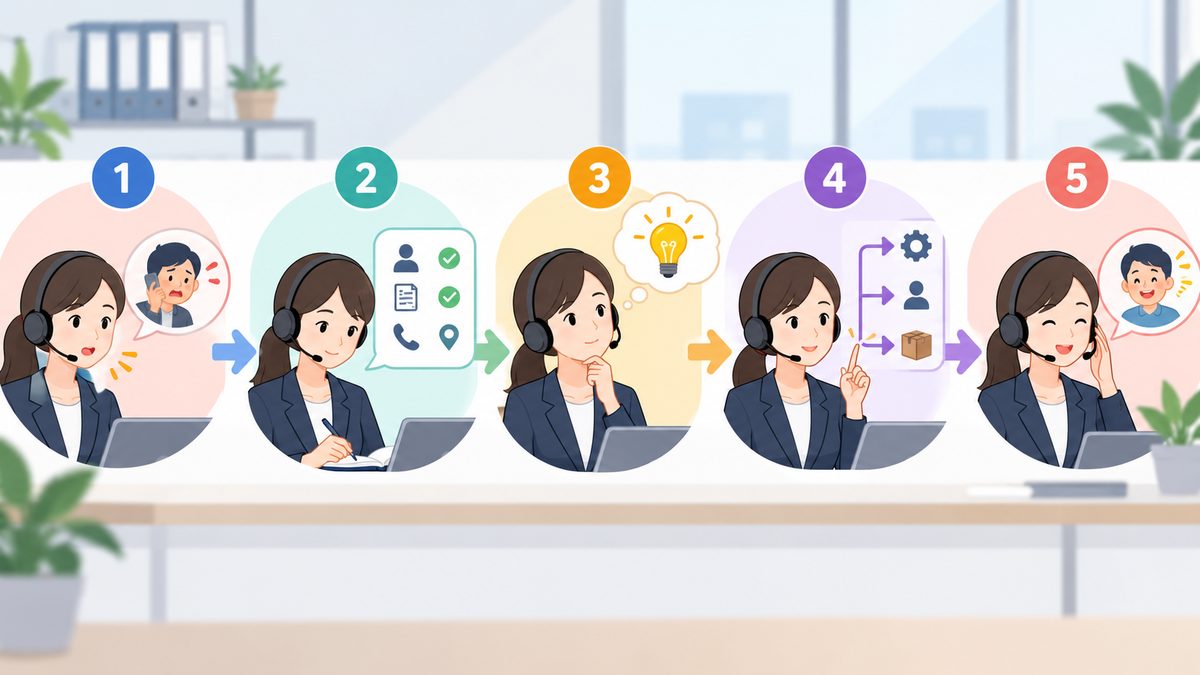 電話を切るまでの判断の流れを整理するイメージ